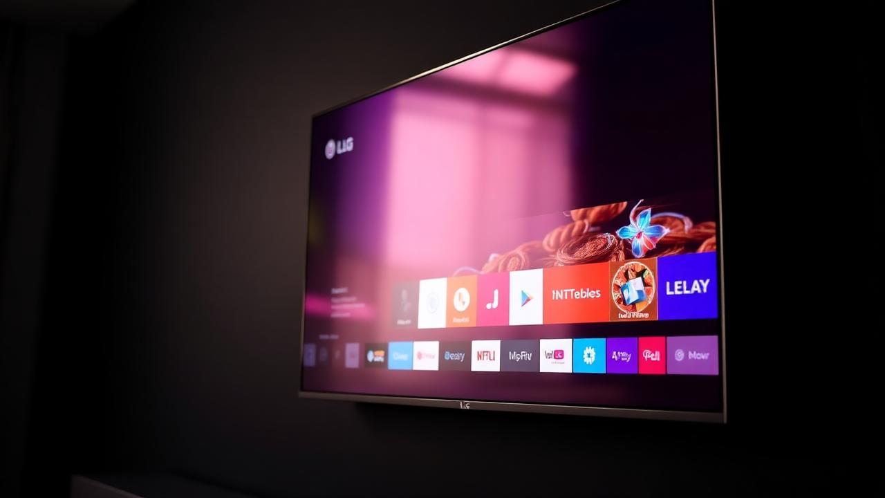 Smart TV LG com webOS exibindo apps de streaming